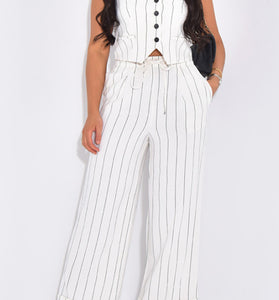 Striped Sleeveless Vest and Pants Set