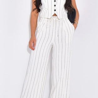 Striped Sleeveless Vest and Pants Set