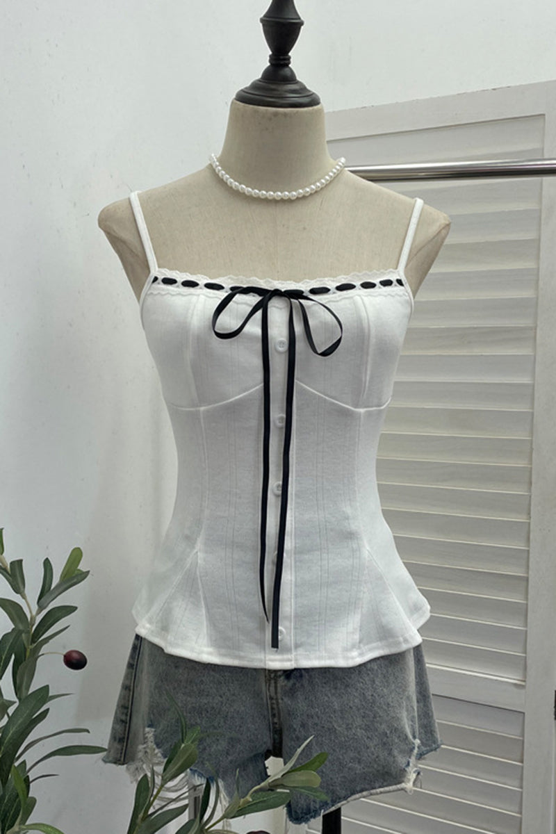 Ribbon Detail Button-Up Camisole