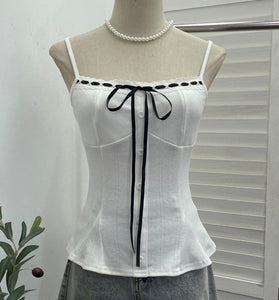 Ribbon Detail Button-Up Camisole
