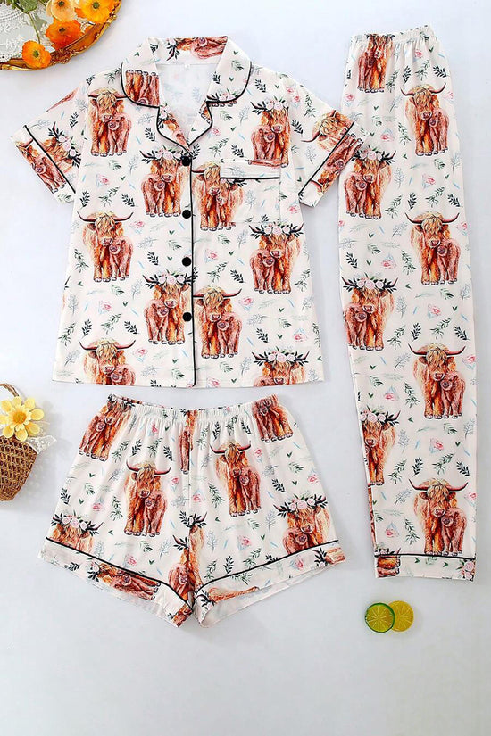 Patterned Pajama Set with Animal Print