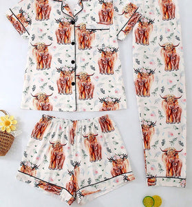 Patterned Pajama Set with Animal Print