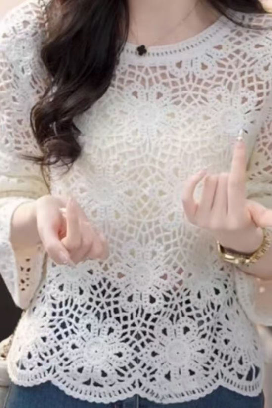 Crochet Lace Sleeve Sweater