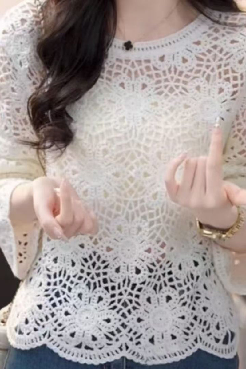 Crochet Lace Sleeve Sweater