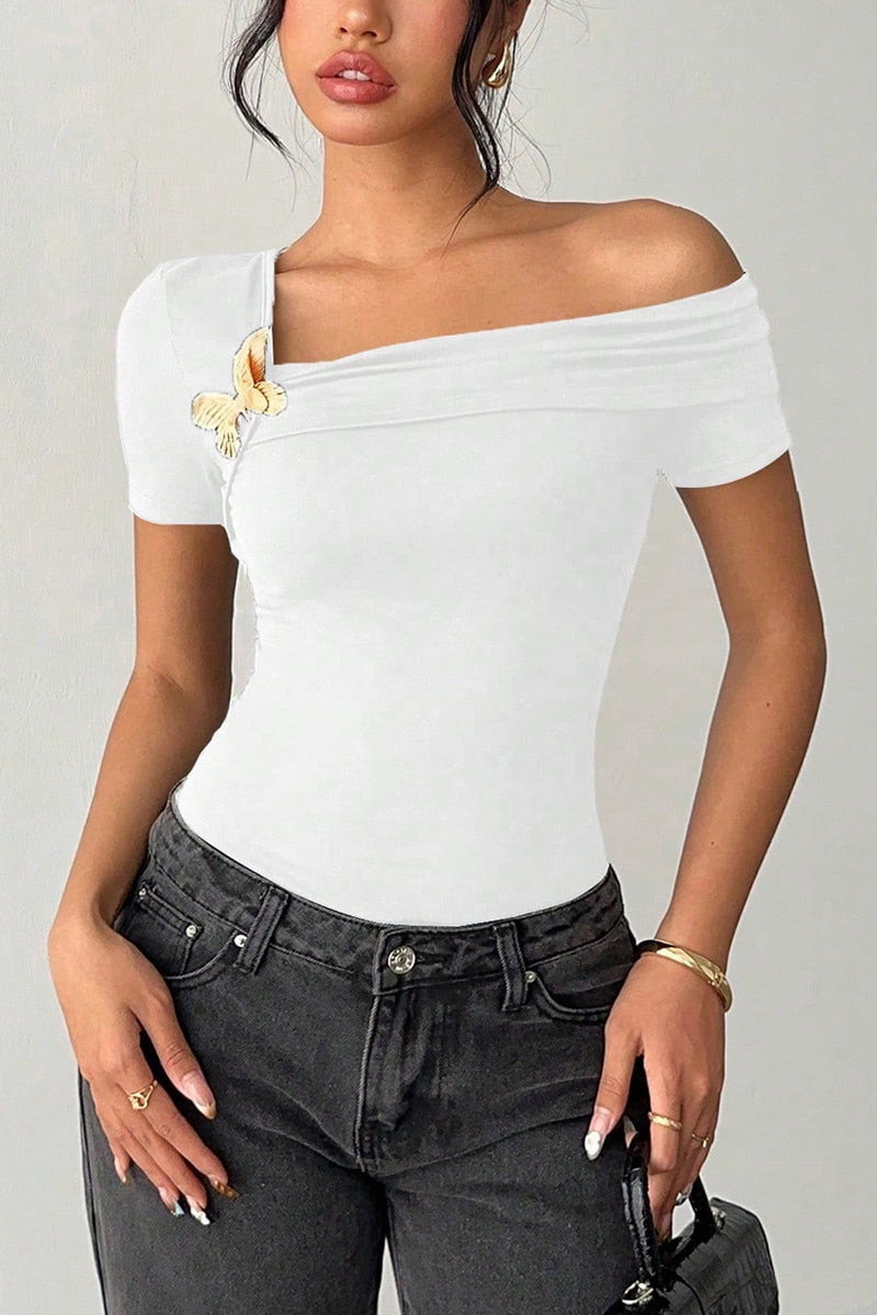 Off-Shoulder Asymmetrical T-Shirt