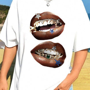Bold Graphic Lip Print T-Shirt