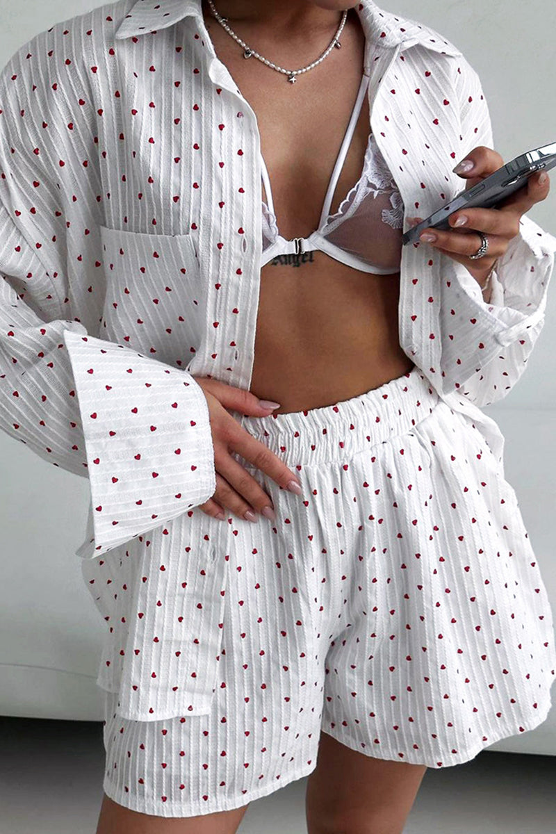 Romantic Heart Print Loungewear Set