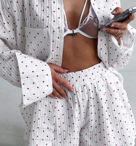 Romantic Heart Print Loungewear Set