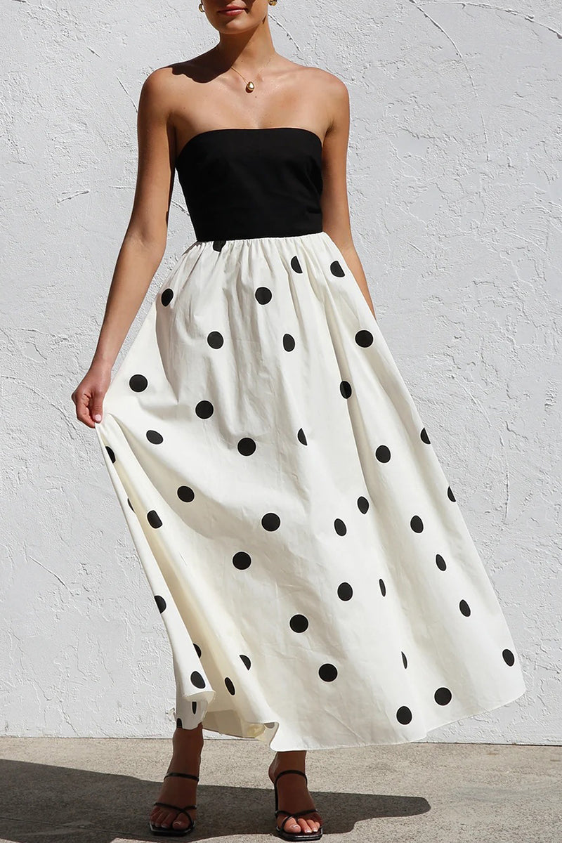 Strapless Polka Dot Maxi Dress