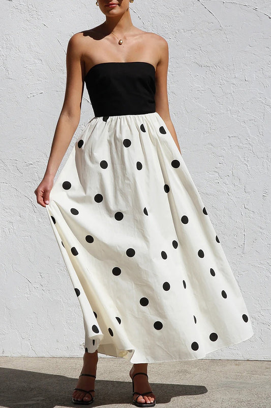 Strapless Polka Dot Maxi Dress