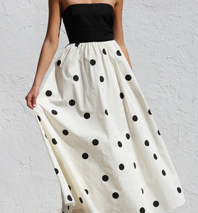 Strapless Polka Dot Maxi Dress