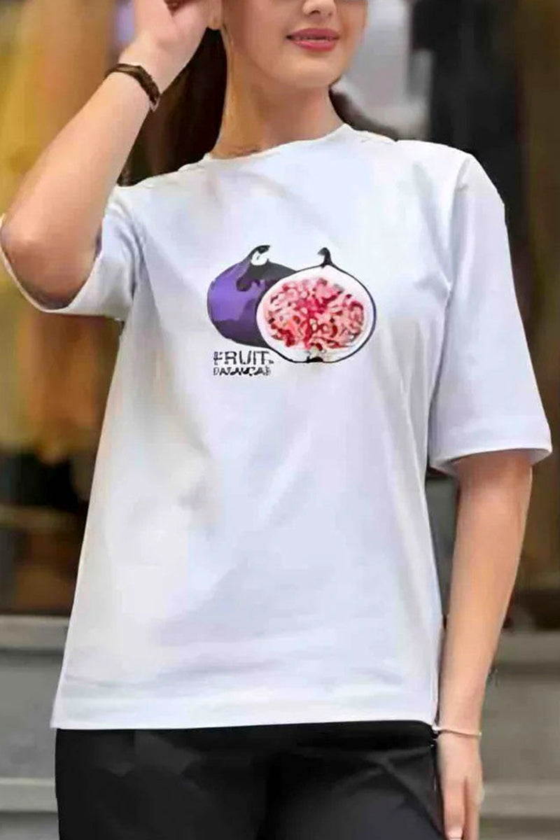 Fig Graphic Print Casual T-Shirt