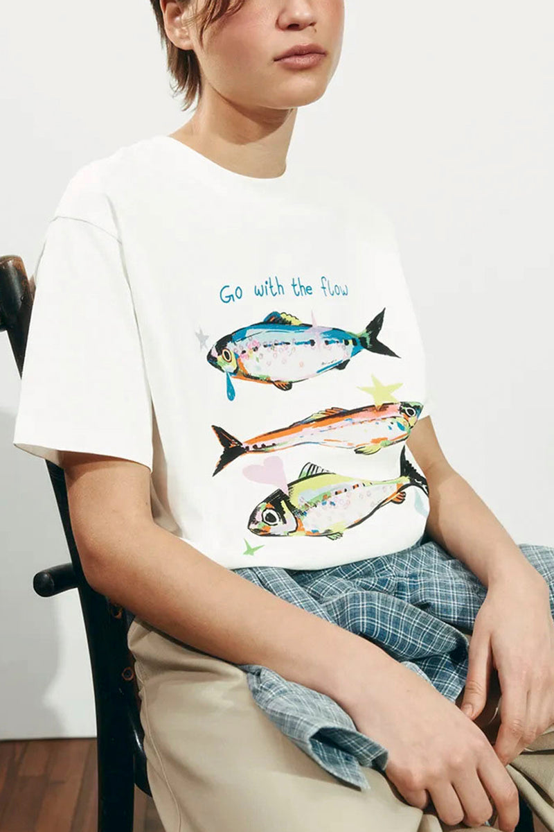 Graphic Fish Print Oversized T-Shirt