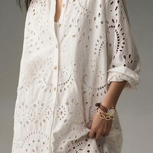 Eyelet Detail Long Sleeve Shirt