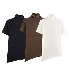 Elegant Mock Neck Asymmetrical T-Shirt
