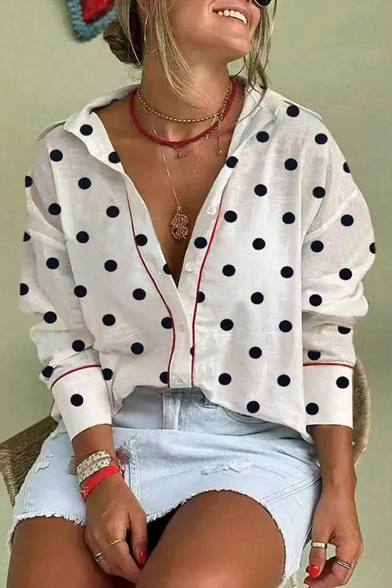 Polka Dot Contrast Elegant Shirt