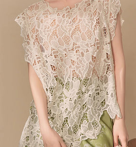 Sleeveless Crochet Hollow Cover Up Top