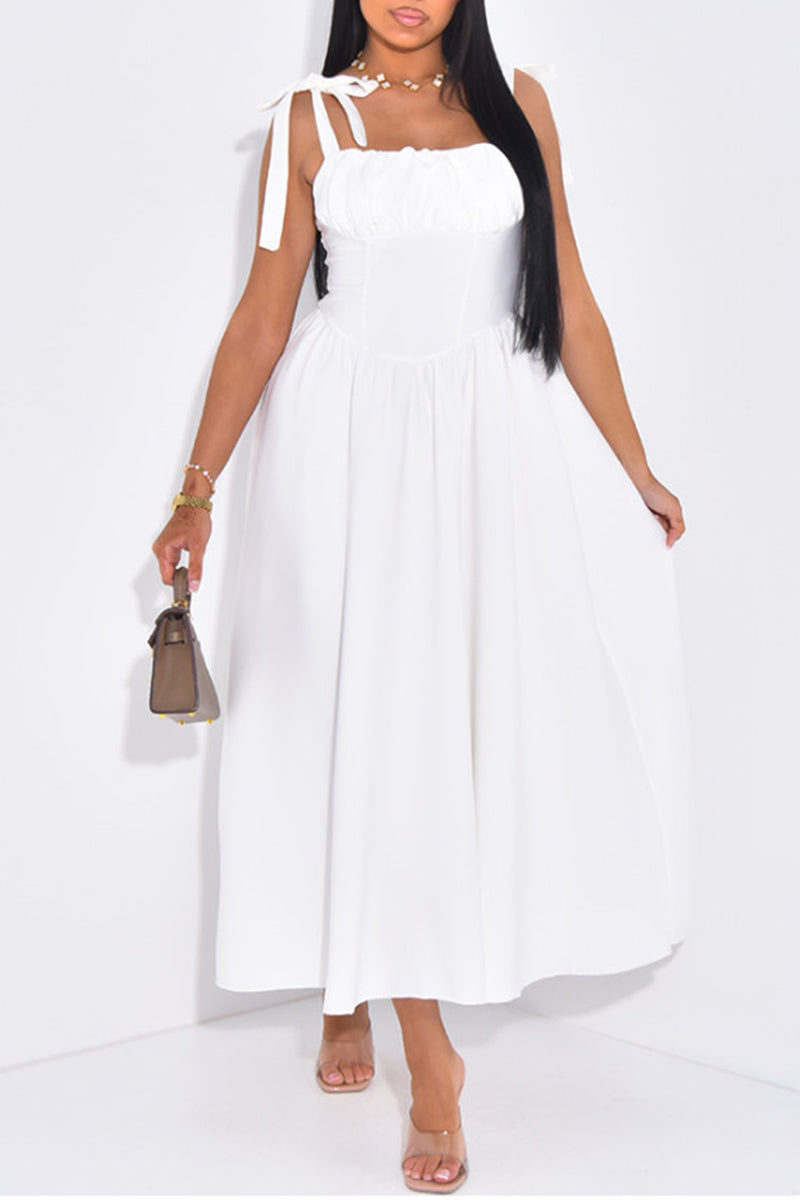 Elegant Bow-Tie Sleeveless Casual Dress