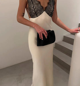 Lace Trim Sleeveless Casual Maxi Dress