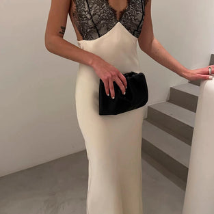 Lace Trim Sleeveless Casual Maxi Dress