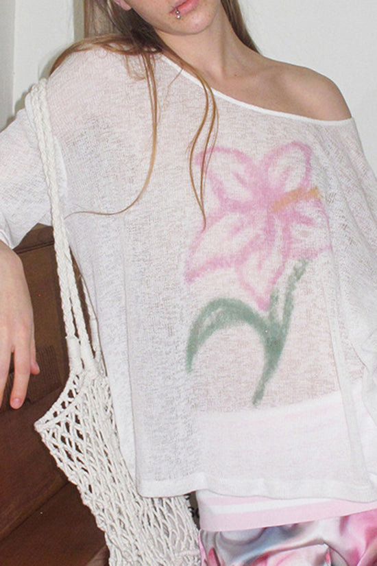 Floral Off-Shoulder Knit Top