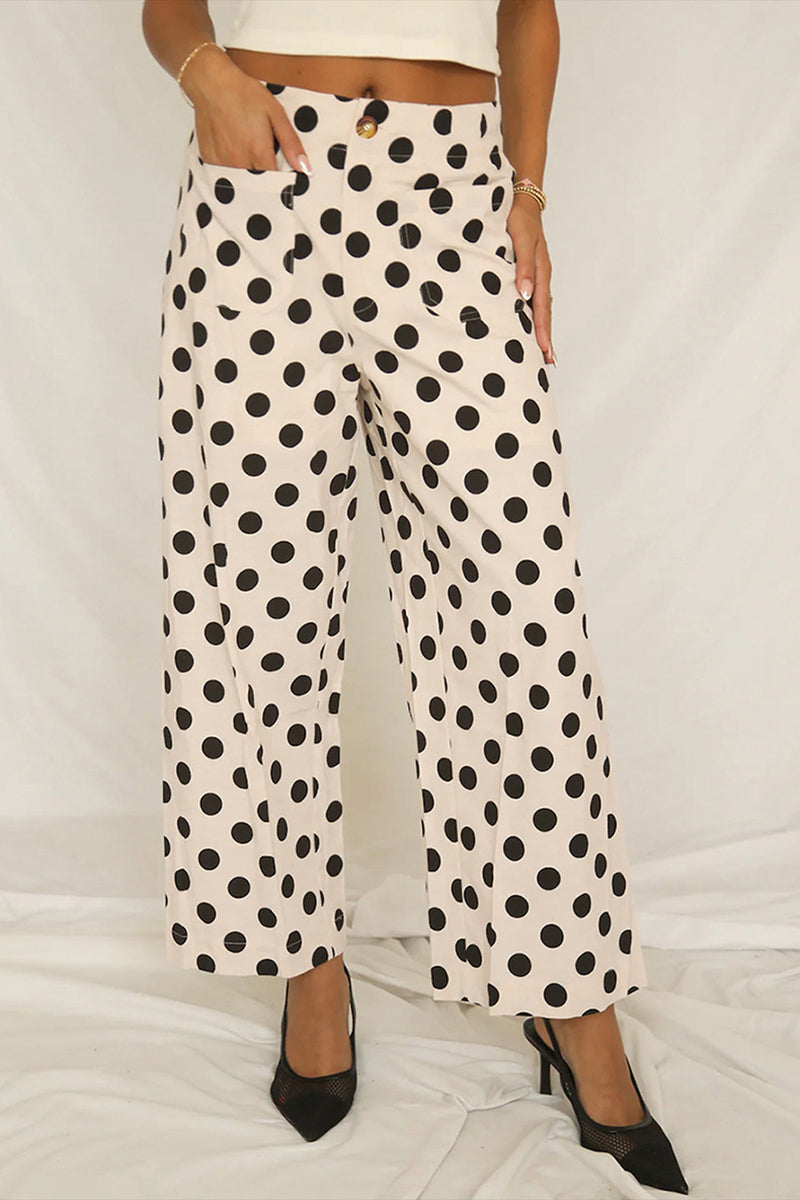 Polka Dot High-Waisted Pants