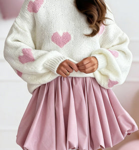 Oversized Heart Patterned  Sweater