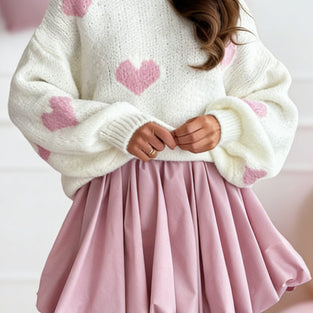 Oversized Heart Patterned  Sweater