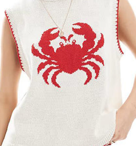 Crab Knit Sleeveless Sweater Vest
