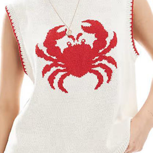 Crab Knit Sleeveless Sweater Vest