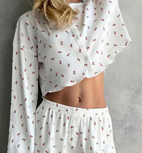 Cherry Blossom Long Sleeve Pajama Set
