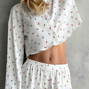 Cherry Blossom Long Sleeve Pajama Set