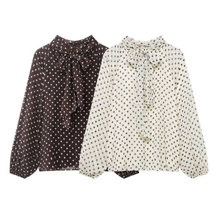 Polka Dot Bow Tie Blouse