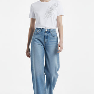 Floral Embroidery Casual T-Shirt