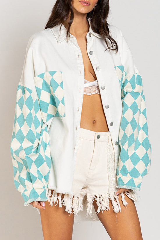 Geometric Pattern Button-Up Jacket