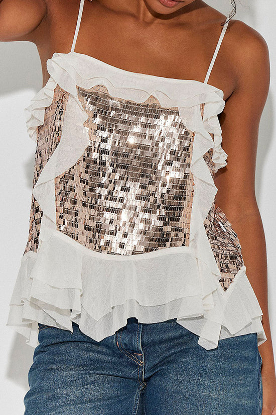 Ruffled Sequin Camisole Top