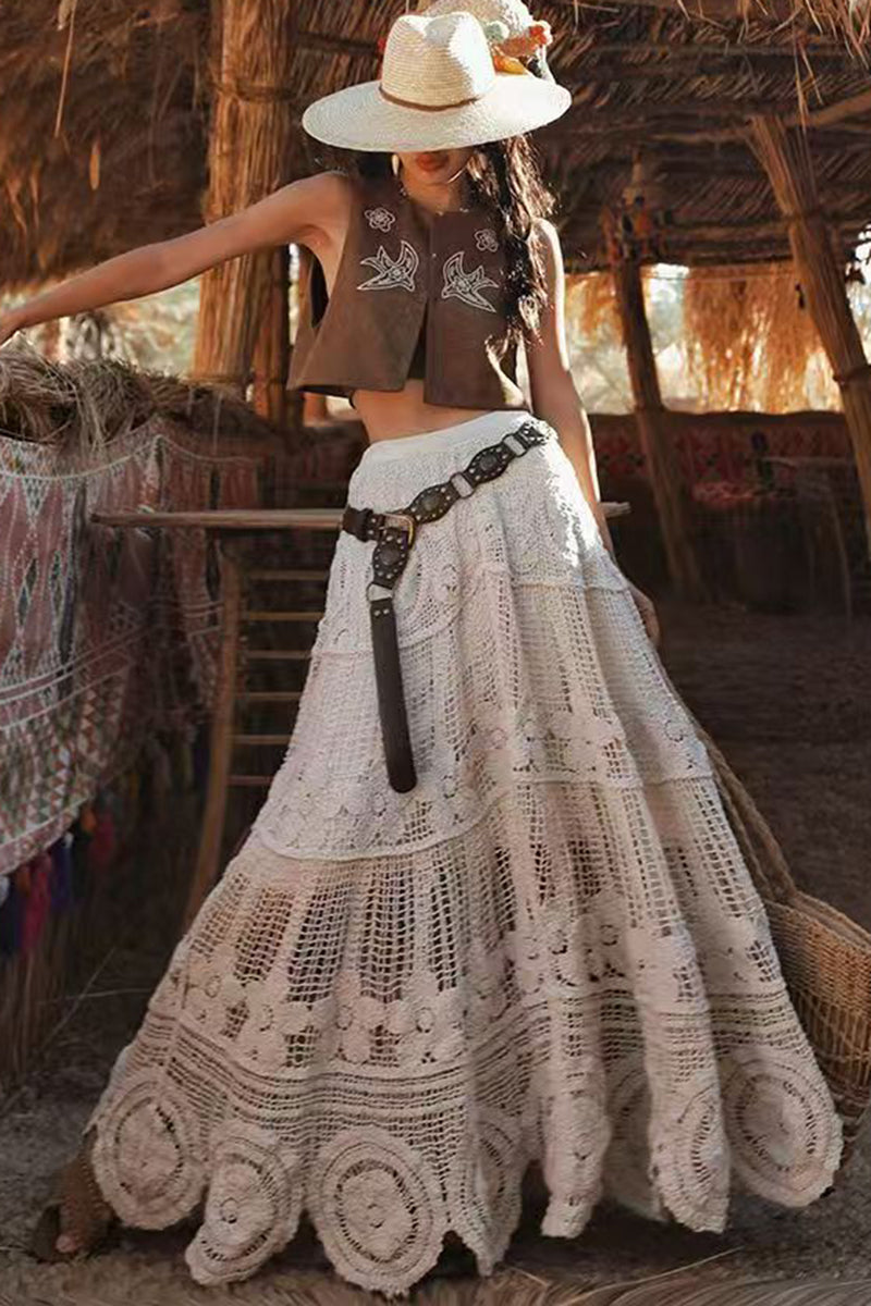 Boho Crochet Maxi Skirt