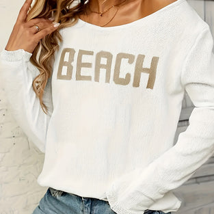 Relaxed Beach Graphic Sweater