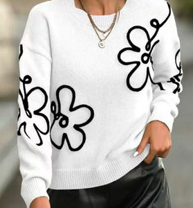 Floral Graphic Knit Sweater