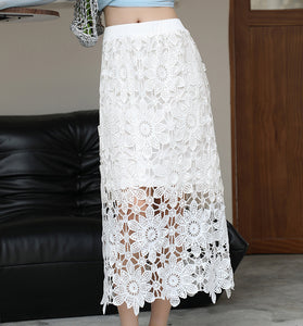 Elegant Lace Midi Skirt