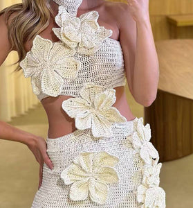 Floral Crochet Sleeveless Casual Dress