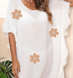 Floral Print Sheer Cover-Up
