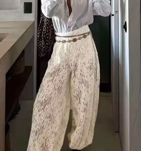 Elegant Lace Casual Pants