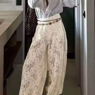 Elegant Lace Casual Pants