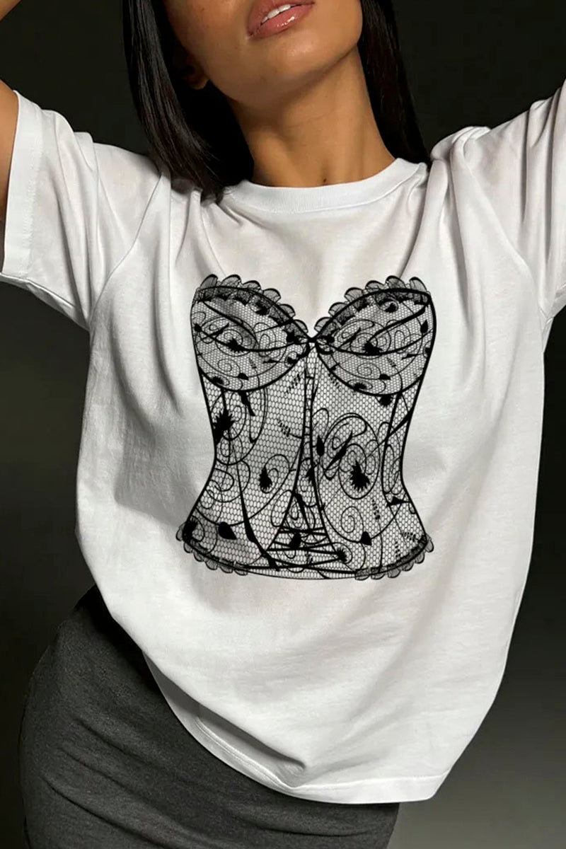 Corset Print Casual T-Shirt