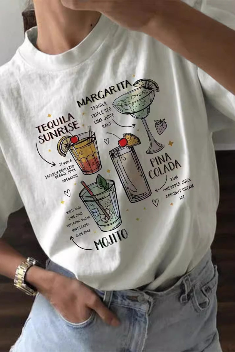 Graphic Cocktail Print T-Shirt