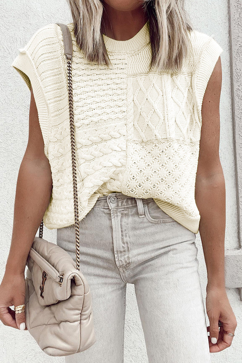 Textured Sleeveless Knit Sweater Vest
