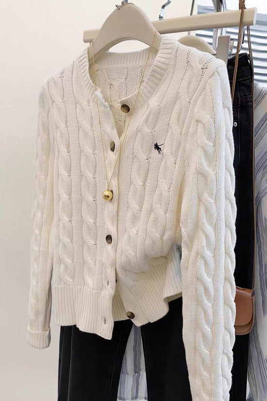 Classic Cable Knit Button Down Cardigan