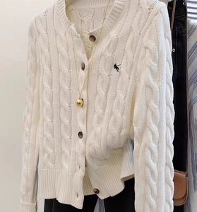Classic Cable Knit Button Down Cardigan