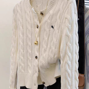 Classic Cable Knit Button Down Cardigan